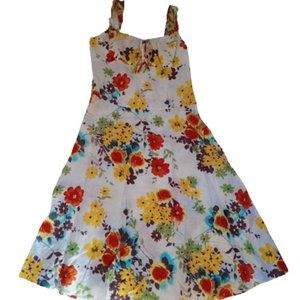 Bright Floral Euro Summer Linen Dress Size 38 (6 US)